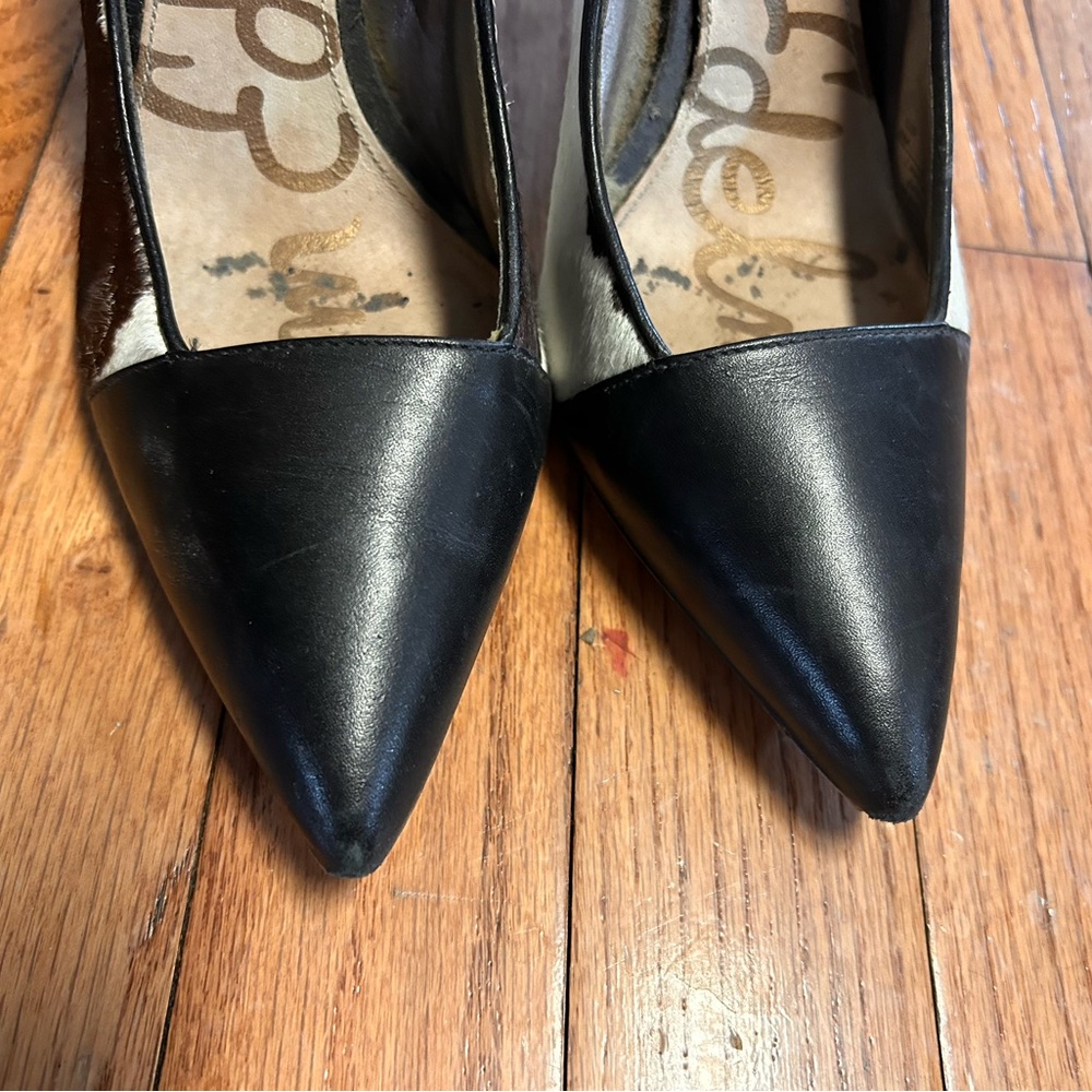 Sam Edelman Two-Tone Black, White & Brown Pointed-Toe Heels - Picture 7 of 8